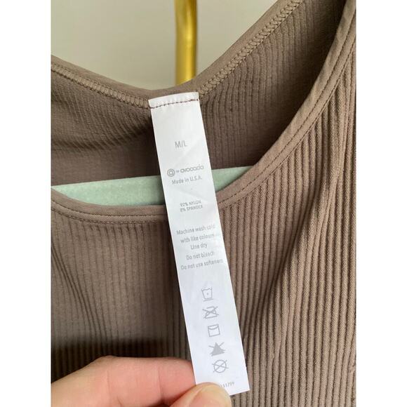Avocado Racerback Tank Top Stretch Sustainable Ribbed Brown Buttery Soft Workout - Picture 4 of 5